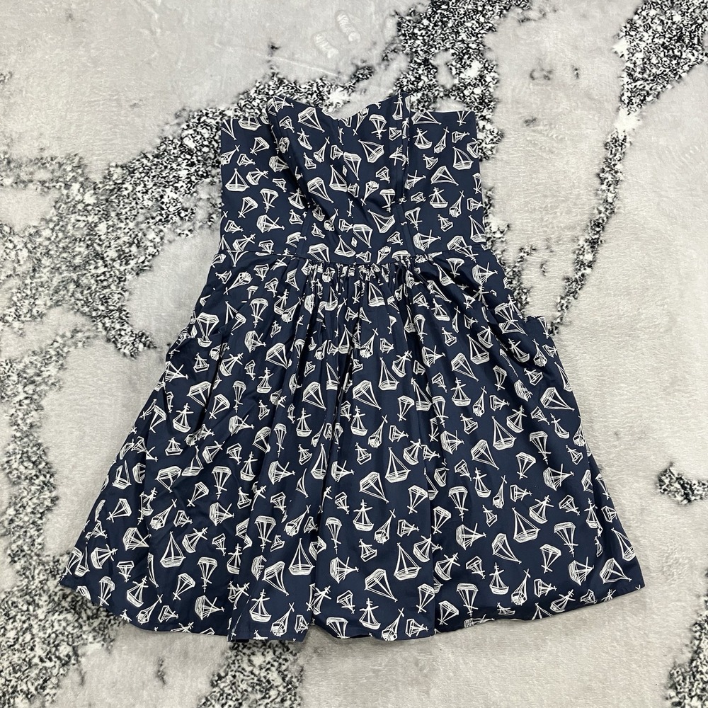 Jack Wills Strapless Sailboat Print Fit & Flare Dress Women's Size US 6 Pockets